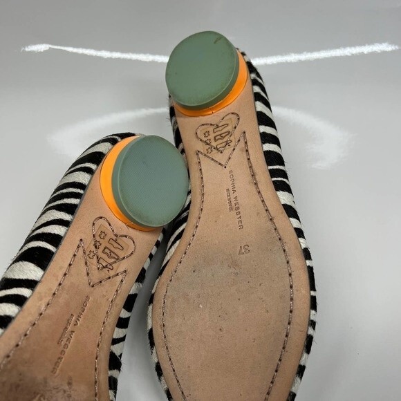 Sophia Webster Loca Zebra Printed Calf Hair Flats Size 37 baddie  retro boho - Picture 10 of 14